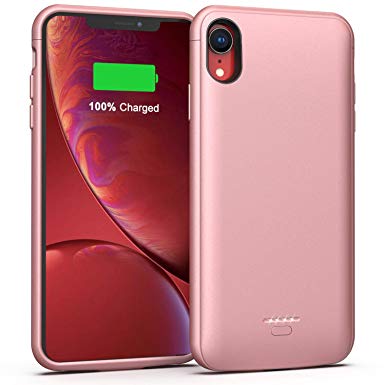 Battery Case for iPhone XR, 5000mAh Portable Charging Case Protective Extended Battery Charger Case Compatible with iPhone XR (Rose Gold)