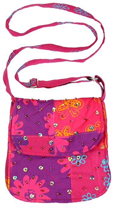 Back From Bali Little Girls Purse Cotton Colorful Glitter Sequins Adjustable