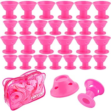 40 Pcs Pink Magic Silicone Curlers Hair Rollers Curling Hair Styling Tool Professional Accessories,No Heat No Damage to Hair