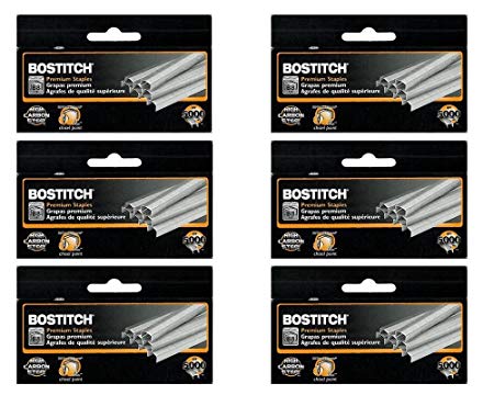 3 x Value Pack of 6 Boxes Stanley Bostitch B8 Powercrown Premium 1/4" Staples (Stcrp21151/4)