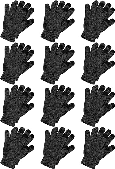 Cooraby 12 Pairs Kid's Touchscreen Gloves Teens Winter Warm Knit Texting Gloves