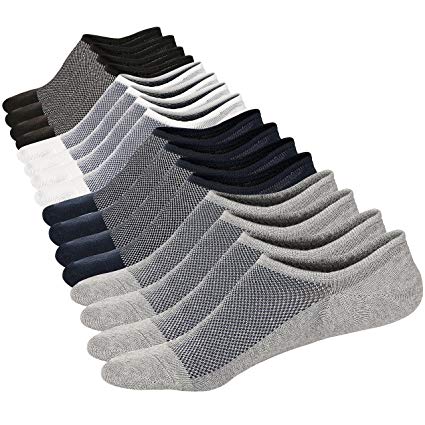 M&Z Mens Cotton Low Cut No Show Casual Non-Slide Socks OS Multicolor(6Pack)