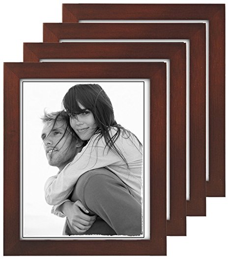 Malden International Designs Linear Classic Wood Picture Frame, 8x10, 4 Pack, Walnut