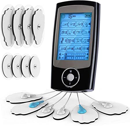 EMS Tens Machine Muscle Stimulator Rechargeable Digital Therapy Full Body Acupuncture Massage Pain Management and Rehabilitation for Back Shoulder Leg and Muscle Pain Relief Treatment with 16 Modes