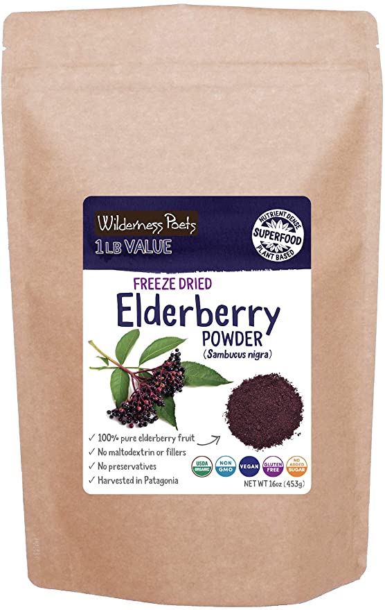 Wilderness Poets, Elderberry Powder - Freeze Dried, Organic (16 Ounce - 1 Pound)