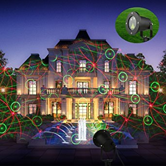 Christmas Laser Lights, Hosyo 8 Patterns in 1 Laser Christmas Lights Xmas Projector Lights Lawn Lamp Garden Lamp for Christmas Decoration Outdoor and Indoor Party with Remote Control Timer