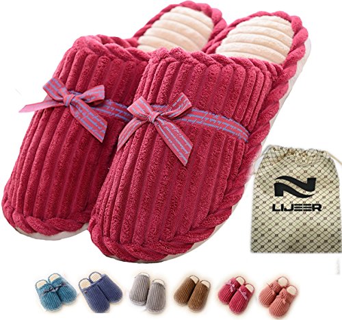 Indoor Slippers Cozy Nonslip Memory Foam Lightweight Lining Plush Washable Warm Cotton Home House Lijeer