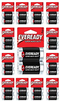 24x Eveready Size C Batteries Super Heavy Duty Carbon Zinc Fresh Carded 12 x C2