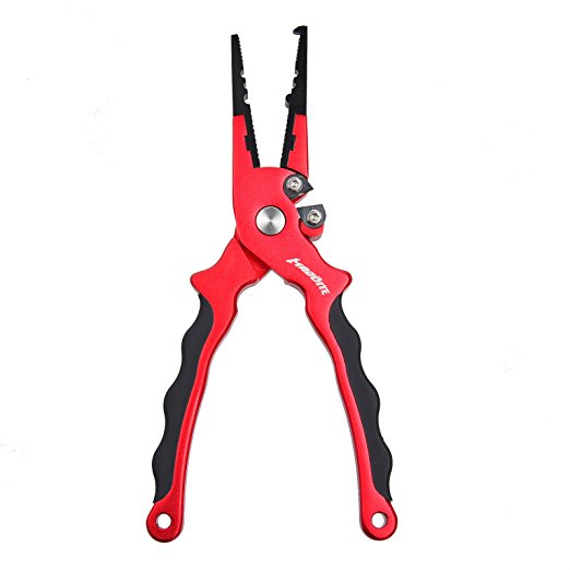 Madbite Fishing Pliers Resistant Saltewater for Braid Cutter and Hook Remover Fish Plier with Coiled Lanyard and Belt Holder Sheath 4 Colors Available