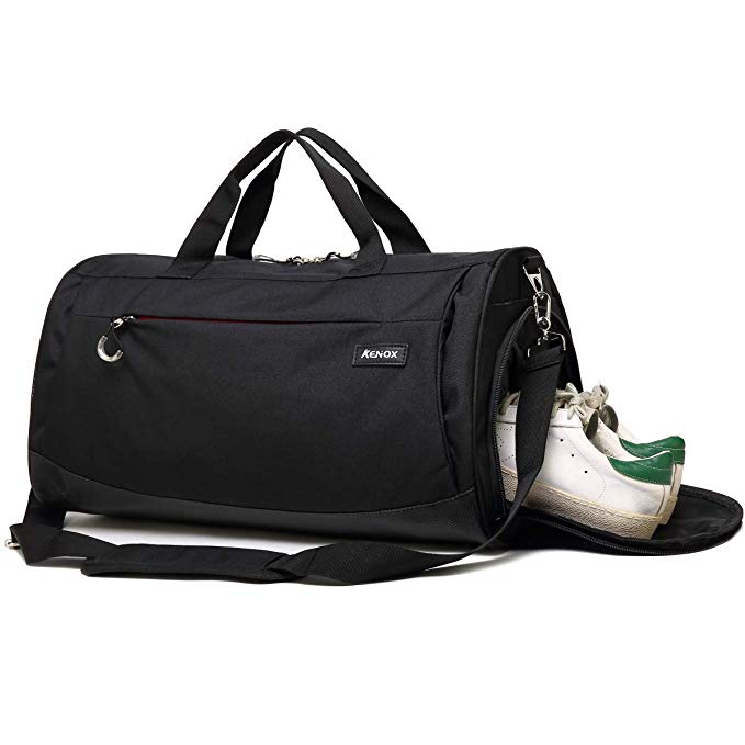 Kenox Sports Gym Bag Travel Duffle Bag Luggage with Shoes Compartment