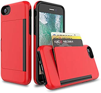 FDTCYDS iPhone SE 2 2020 Edition/SE 3 2020 EditionEdition Case with Card Holder,Hybrid Rugged Protective Wallet Case - Red