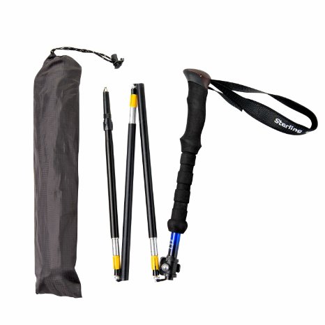 Compact Foldable Trekking Pole by Sterling Endurance, Single or Pair, Ultralight, Adjustable Height, 7075-T6 Aluminum