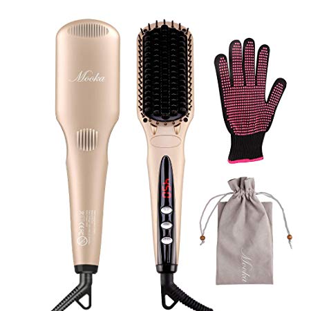MOOKA Ionic Hair Straightener Brush by MiroPure for Silky Frizz-free Hair with MCH Heating Technology for Great Styling at Home