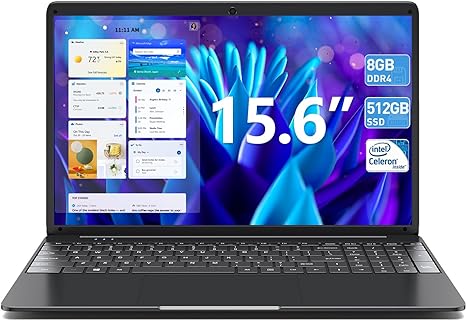 SGIN 15.6 Inch Laptop, 8GB DDR4 512GB SSD Laptops Computer with Intel Core i3 Processor (up to 2.4 GHz), Webcam, Mini HDMI, USB3.0, WiFi, 7000mAh, Type-C