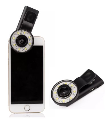 Mini Selfie Fill Light AiSpeed Portable Spot Round Ring Spotlight Clip Phone Flash 9 LEDS Night Flashlight for Any Cell Tablet Apple iPhone 6s56 Plus-Black