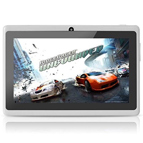 Yuntab 7 inch Google Android Tablet PC Wifi 8GB Q88 Quad Core 1024x600 Resolution Dual Camera Google Play Pre-loaded 3D Game, White