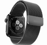 KarticeTM Stainless Steel Magnetic Closure Clasp Bracelet Milanese Loop Stainless Steel Mesh Replacement Wrist Band With Adapter for Apple Watch and Sport and Edition--Black 38mm