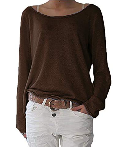 ZANZEA Women's Solid O Neck Long Sleeve T Shirt Casual Knit Tops Blouse Pullover