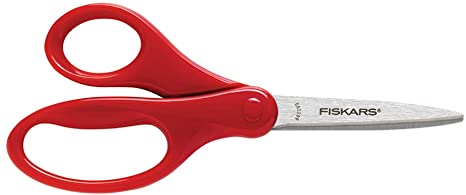 Fiskars 194580-1017 Back to School Supplies Student Kids Scissors, 7 Inch, Red