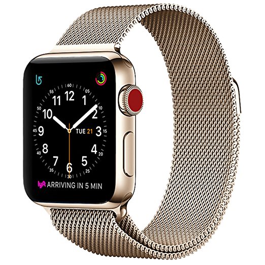 Apple Watch Milanese Band 38mm, SICCIDEN Magnetic Mesh Loop Milanese Stainless Steel Replacement iWatch Band for Apple Watch Series 2, Series 1, Gold