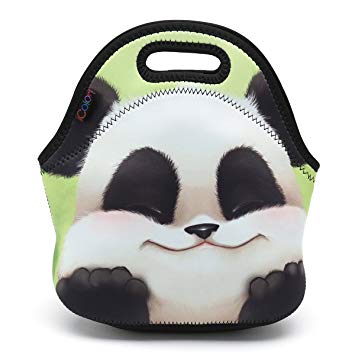 ICOLOR Cute Panda Boys Girls Insulated Neoprene Lunch Bag Tote Handbag Lunchbox Food Container Gourmet Tote Cooler Warm Pouch for School Work Office