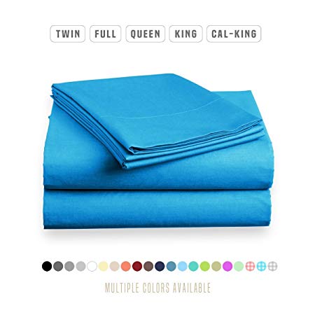 Luxe Bedding Sets - Microfiber Twin Sheet Set 3 Piece Bed Sheets, Deep Pocket Fitted Sheet, Flat Sheet, Pillow Case Twin Size - Blue