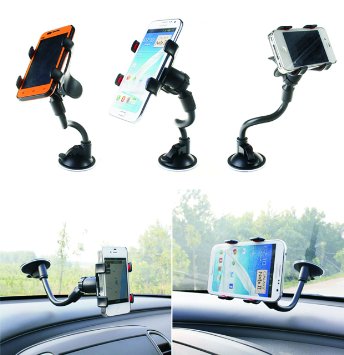 Windshield Universal Smartphone Car Mount Holder Cradle for iphone6 6 6s edge 5s SE Samsung Galaxy S5 4 3 S7 6 Edge Note5 4 3 HTC M9 8 LG5 4 3 Nexus6 5 fire phone and other SmartphonesGift Package
