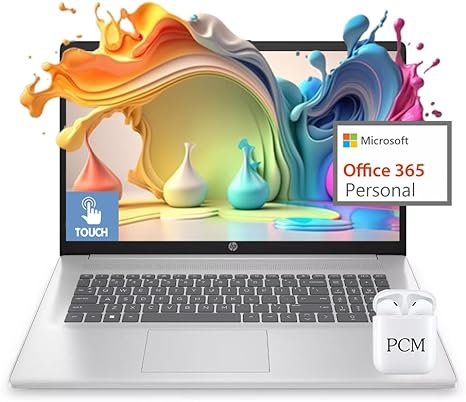 HP 2024 Newest 17 Laptop Computer, 17.3” HD  Touchscreen Laptop PC, Intel Pentium Silver N5030, 32GB DDR4 RAM, 1TB SSD, Windows 11, 1-Year Office 365, Long Battery Life, Webcam, Wi-Fi, USB-C, Silver