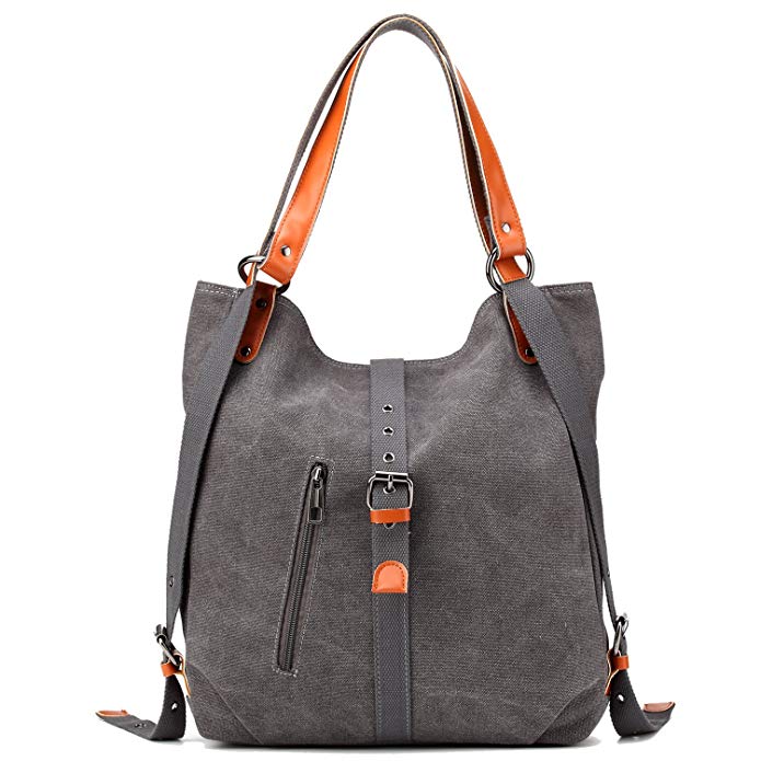 Women Canvas Shoulder Bag Multifunction Backpack Purse Crossbody Travel Daypack