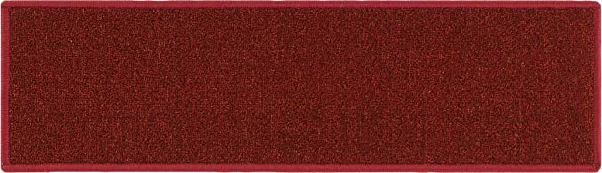 [Set of 7] Burgundy Solid Color Stair Tread Rugs | Modern Design Carpet Treads [Easy to Clean] Rubber Non-Slip Non-Skid Backing | Nylon Low Pile 9" x 31" Stair Treads