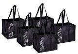 Bekith 5 Piece Large Collapsible Shopping Bags SetBlack Reusable Grocery Tote Bag