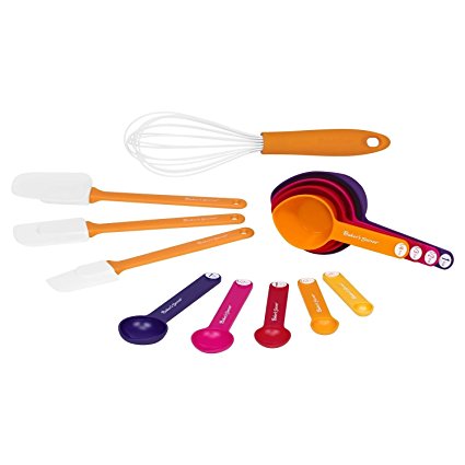 Baker's Secret 13-Piece Measuring Spoon, Cup, Spatula and Whisk, Sweet Baking Set, Multicolor