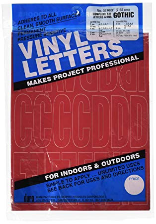 Permanent Adhesive Vinyl Letters & Numbers: 3" Gothic Red