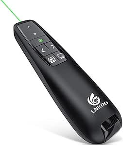 LNKOO Presentation Remote, RF 2.4GHz Wireless Presenter Green Light PowerPoint PPT Presentation clicker USB Remote Control Slideshow Advancer Clicker