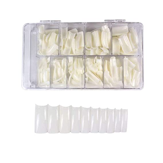 Finger Angel 500PCS Natural Color Salon Nail Tips 10 Different Sizes ABS French False Nail Art Tips With Box Contain