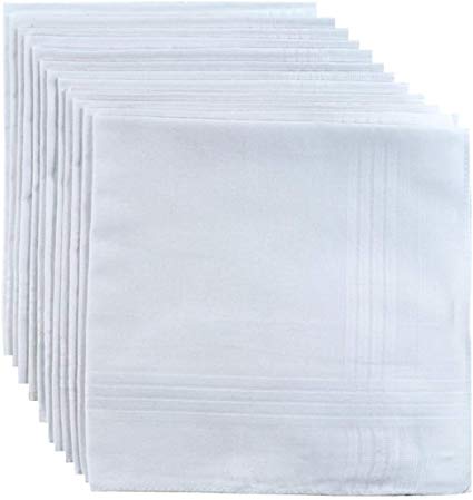 100% Premium White Cotton Handkerchiefs for Men - Multipacks Available