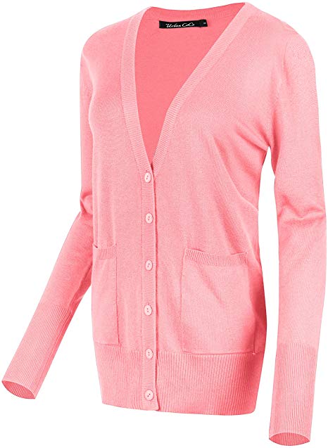 Urban CoCo Women's Long Sleeve Button Down Basic Cardigan Sweater