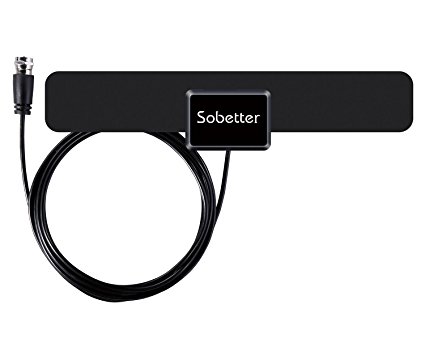HDTV Aerial Sobetter 35 Mile Range Indoor TV Antenna with Excellent Performance for Digital Freeview and Analog TV Signals, VHF / UHF / FM, Window Aerial,Long coax cable