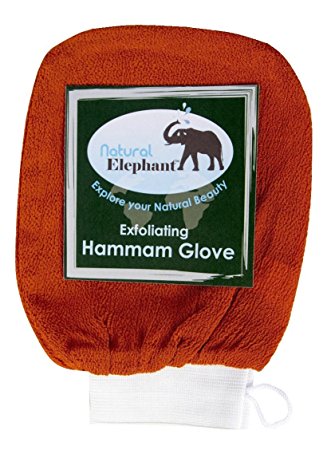 Natural Elephant Exfoliating Hammam Glove, Face & Body Exfoliator Mitt, Burnt Orange