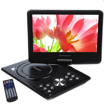 DBPOWER 9.5'' Portable DVD Player, 5 Hour Rechargeable Battery, Swivel Screen, Supports SD Card and USB, With Game Controller  Car Charger