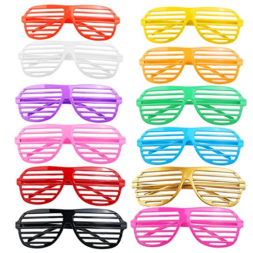 BESTOYARD Shutter Sunglasses Party Glasses Props Favors Costume Assorted Colors 12 Pack