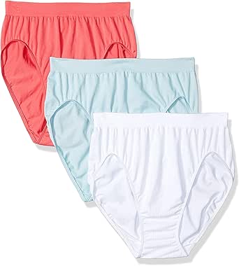 Bali Women's Comfort Revolution Seamless Hi-cut Panty, Full-coverage Microfiber Stretch Underwear, 3-pack (Colors May Vary)