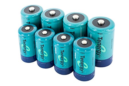 High Capacity NiMH Rechargeable battery package: 4 C 5000 mAh   4 D 10000 mAh