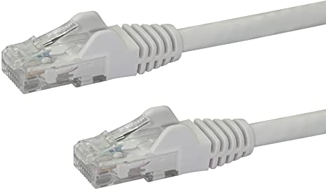 StarTech.com 15ft CAT6 Ethernet Cable - White CAT 6 Gigabit Ethernet Wire -650MHz 100W PoE RJ45 UTP Network/Patch Cord Snagless w/Strain Relief Fluke Tested/Wiring is UL Certified/TIA (N6PATCH15WH)