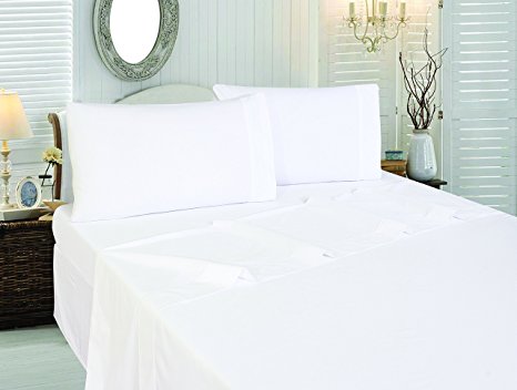 Cotton Sateen Full Flat-Sheet White - Premium Quality Combed Cotton Long Staple Fiber - Breathable, Cozy, Comfortable & Exceptionally Durable - Hotel Quality by Utopia Bedding (Full, White)