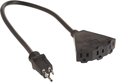 Stanley 30669 Pro Block 2 Grounded 3-Outlet Outdoor Extension Cord, 2-Feet, Black