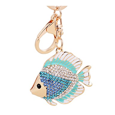 Aibearty Cute Goldfish Crystal Keychain Animal Keyring Car& Bag Accessory Free with Gift Bag