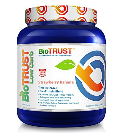 BioTrust Low Carb Grass-Fed Protein Powder - Strawberry Banana