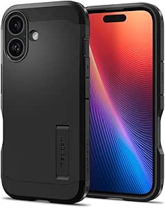 Spigen Tough Armor (Ai) Designed for iPhone 16 Case [NOT Compatible with MagSafe] [Kickstand] [Military-Grade Protection] - Black