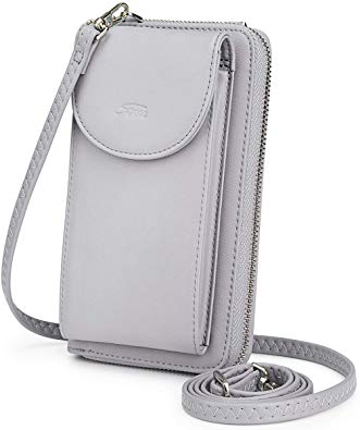 S-ZONE PU Leather RFID Blocking Crossbody Cell Phone Bag for Women Wallet Purse